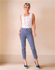 ROBELL NAVY PINK ROSE TROUSER