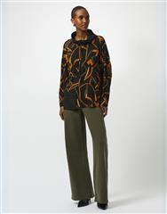 JOSEPH RIBKOFF BLACK MULTI COWEL NECK TOP 