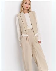 YAYA TWILL BEIGE WOVEN GILET 