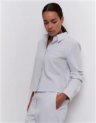YAYA DROPLET GREY CROPPED SHIRT 