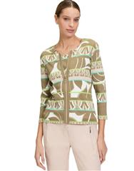 BETTY BARCLAY KHAKI GREEN MULTI PATTERN SHIRT JACKET 