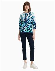 BETTY BARCLAY MINT BLUE ANIMAL PRINT PULLOVER 