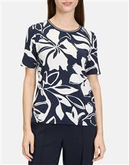 BETTY BARCLAY DARK BLUE CREAM FLOWER SHIRT 