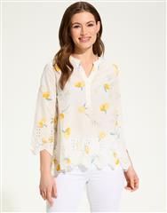 FDJ LEMON PRINT EYELET TOP 