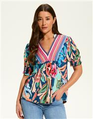FDJ POP CAMO FLORAL ELBOW SLEEVE TOP 