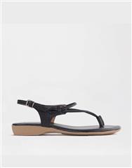 FROGGIE BLACK MULTI LEATHER SHOE STRING THONG SANDAL
