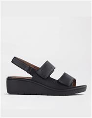 FROGGIE BLACK DOUBLE BAND WEDGE SLINGBACK SANDAL 