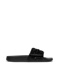 FIT FLOP ALL BLACK IQUSHION ADJUSTABLE CRYSTAL SLIDES 