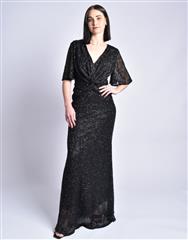 ROSELLA PRETO BLACK TWIST FRONT EVENING DRESS 