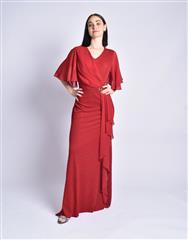ROSELLA RED FLARED SLEEVE PRETO EVENING DRESS