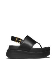 FIT FLOP BLACK F-MODE STACK LEATHER BACK STRAP SANDAL