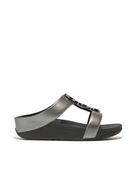 FIT FLOP PEWTER BLACK HALO METALLIC H-BAR SLIDE 