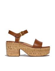FIT FLOP TAN LEATHER CORK ANKLE STRAP SANDAL 