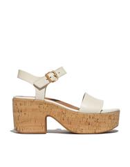 FIT FLOP BEIGE LEATHER CORK ANKLE STRAP SANDAL