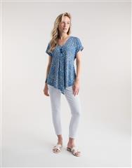 MARBLE COBALT V-NECK TOP 