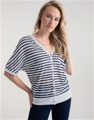 MARBLE NAVY STRIPES OVERSIZED TOP 