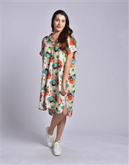 MADE IN ITALY BEIGE MULTI KNEE LENGHT DRESS