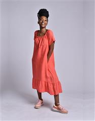 MADE IN ITALY ORANGE LINEN LONG DRESS 
