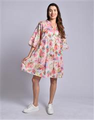 MADE IN ITALY PINK MULTI SHORT DRESS 