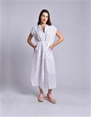 MADE IN ITALY WHITE LINEN LONG DRESS