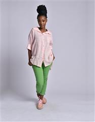 MADE IN ITALY  LIGHT PINK LINEN SHIRT DRESS