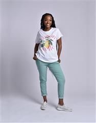 MADE IN ITALY WHITE PINK LIMON CELLO T-SHIRT 