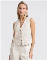 YAYA SAND BEIGE LINEN GILET 