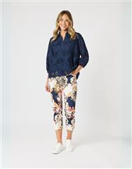 GORDON SMITH NAVY FLORAL PRINT LEXI PANTS 
