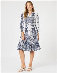 GORDON SMITH WHITE NAVY RESORT BEADED DRESS 