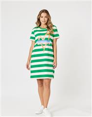 THREADZ ELM WHITE HEART STRIPE DRESS 