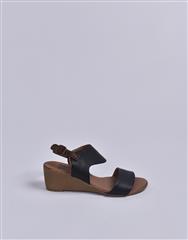 BUENO BLACK HIGH WEDGE SANDAL 