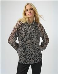 JOSEPH RIBKOFF ANIMAL PRINT PULLOVER MESH TOP 