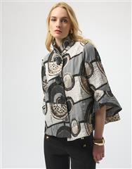 JOSEPH RIBKOFF BLACK MULTI TRAPEZE JACKET 