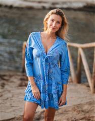 ISLA BONITA BLUE PRINT SHORT DRESS 