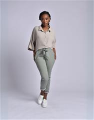 MADE IN ITALY OLIVE DRAWSTRING PANTS 