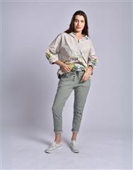 MADE IN ITALY OLIVE BUTTON PANTS 