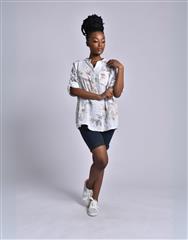 MADE IN ITALY  WHITE MULTI BLOUSE