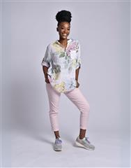 MADE IN ITALY WHITE YELLOW BLOUSE 