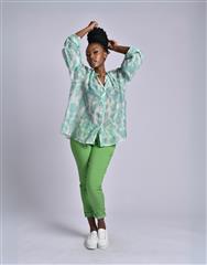 MADE IN ITALY GREEN WHITE BLOUSE 