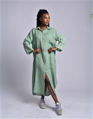 MADE IN ITALY LIGHTGREEN LINEN DRESS 