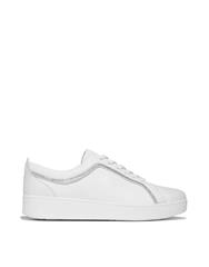 FIT FLOP WHITE RALLY CRYSTAL TRIM LEATHER TRIANERS  