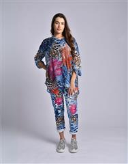 MADE IN ITALY BLUE ORANGE BLOUSE 