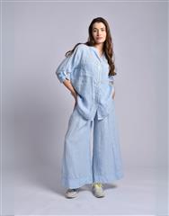 MADE IN ITALY LIGHT BLUE LINEN BLOUSE