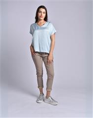 MADE IN ITALY LIGHT BLUE SATIN TOP 