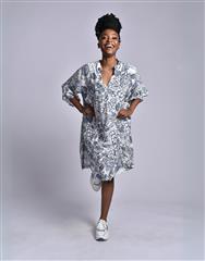 MADE IN ITALY WHITE BLUE SHORT DRESS 