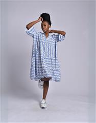 MADE IN ITALY BLUE WHITE SHORT DRESS 