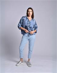 MADE IN ITALY BLUE BLACK BLOUSE 