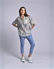 MADE IN ITALY BEIGE BLUE BLOUSE 