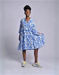 MADE IN ITALY ROYAL BLUE WHITE SHORT DRESS