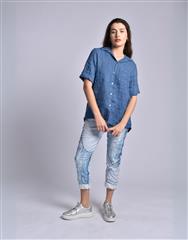 MADE IN ITALY BLUE LINEN SHIRT 